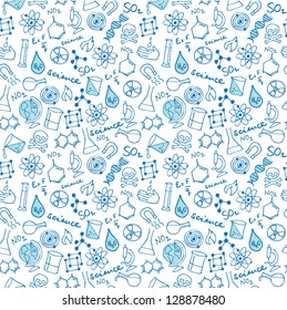 Science doodles seamless background