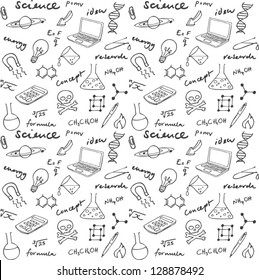 Science doodles seamless background