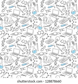 Science doodles seamless background