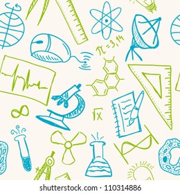 Science drawings  on seamless pattern - scientific background