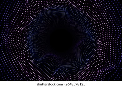 Science dust Tunnel Big data wave tech. Sound wave 3d concept abstract background with gradient color.