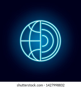 science, earth, nuclear outline icon in neon style. elements of education illustration line icon. signs, symbols can be used for web, logo, mobile app, UI, UX