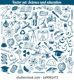 Science And Education Doodles Icons Vector Set