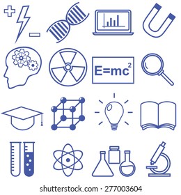 Science and Education Flat Line Icons. Illustration