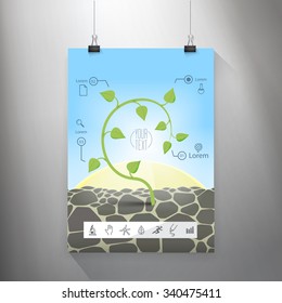 Science and Education Icon Set on an Adjustable And Scalable Eps10 Vector Layout Template A4 Paper Mock Up