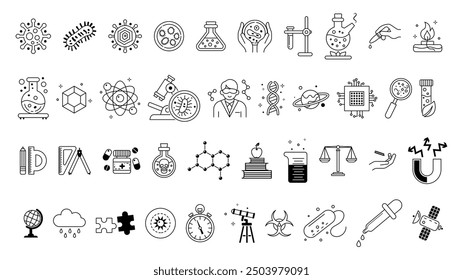 Conjunto de iconos de Ciencia y Educación. Ilustración vectorial