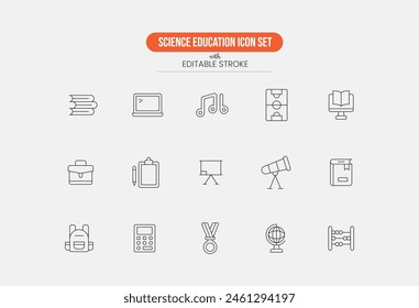 Science education icons. Set of science and education icons