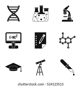 Science education icons set. Simple illustration of 9 science education vector icons for web