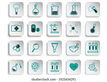 science and Education icons set.Modern study and Academy online,science icons, college, Vector learning and Chemical lab concept.