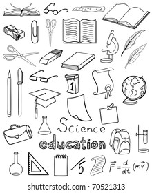 science and education icons vector doodle collection