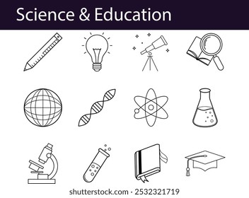 Science and Education Line Icons Set