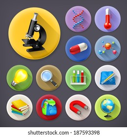 Science And Education, Long Shadow Icon Set