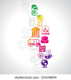 Science and education. Rainbow icons.