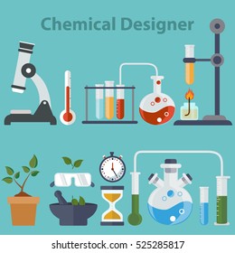 Science education research lab with flasks and laboratory equipment Chemical Designer