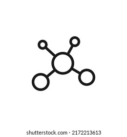 Science and education sign. Minimalistic monochrome vector symbol. Suitable for adverts, sites, articles, books. Vector line icon of chemical compound 