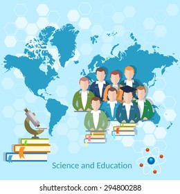 Science and education students pupils school university international education college school vector illustration  