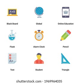 Science and Education technology App Icons Set. Flat Style Vector Illustrations. elements for mobile concepts and web apps. Collection modern infographic logo and pictogram.