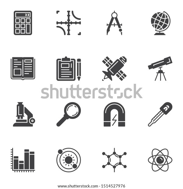 Science Education Vector Icons Set Modern Stock Vector (Royalty Free