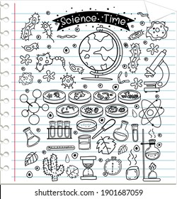 Elemento de ciencia en el estilo de doodle o esbozo aislado en la ilustración del bloc de notas