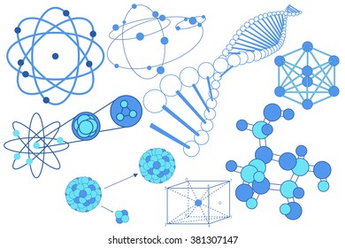 Science elements, symbols and schemes of physics, chemistry and sacred geometry