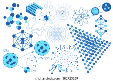 Science elements, symbols and schemes of physics, chemistry and sacred geometry