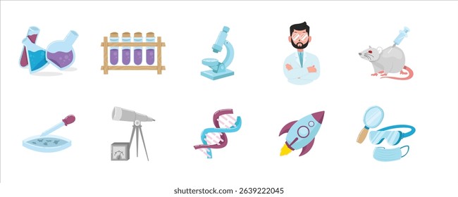 Science Equipment Collection, Scientist and Research Elements. Science Vector Set