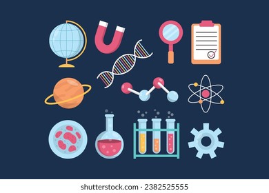 Conjunto de elementos de diseño de equipo de ciencia