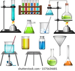 Science Equipments On White Background Illustration Stock Vector ...