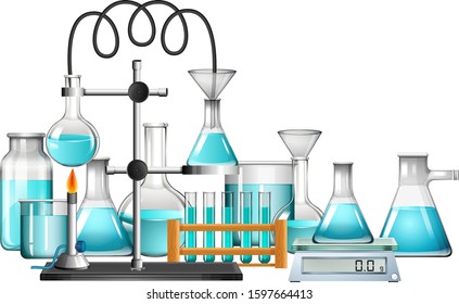 Science equipments on white background illustration