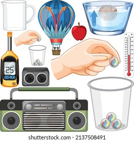 Science equipments on white background illustration