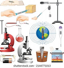 Science equipments on white background illustration