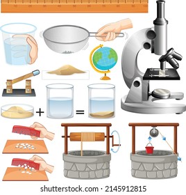 Science equipments on white background illustration