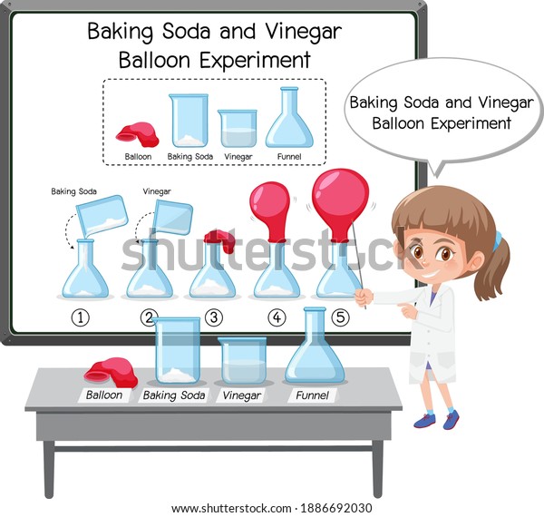 Science Experiment Baking Soda Vinegar Balloon Stock Vector Royalty Free