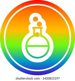 ícone circular do experimento científico com acabamento em gradiente do arco-íris