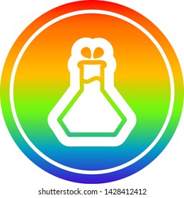 experimento científico icono circular con acabado degradado de arco iris