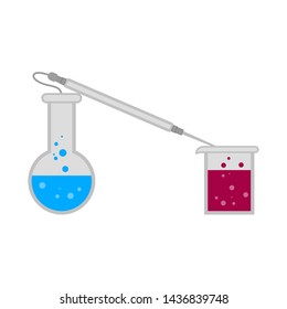 Science experiment with different flasks and liquids - Vector