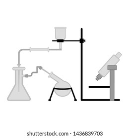 Science experiment with different lab equipment - Vector