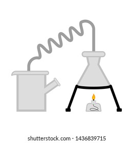 Science experiment with different lab equipment - Vector