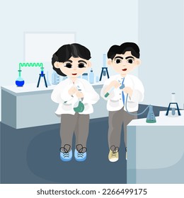 The science experiment in the lab.