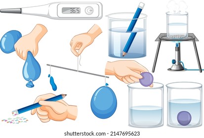 Science Experiment Objects With Balloons Illustration