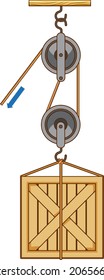 Science experiment on force and motion with pulley illustration