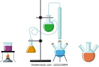 Science experiment tools cartoon illustration