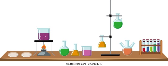 Science experiment tools cartoon illustration