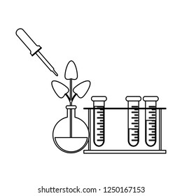 Science experiments and investigation black and white