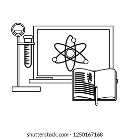 Science experiments and investigation black and white