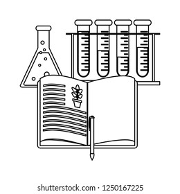 Science experiments and investigation black and white