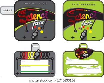 Science Fair Badges And Stickers Design, Educational Event For Kids. Vector