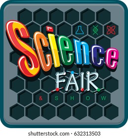 Science Fair Card Design. Vector Illustration.