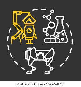 Science Fair Chalk Concept Icon. Technology Development. Chemistry School Project. Robotics Building. University And College Competition Idea. Vector Isolated Chalkboard Illustration