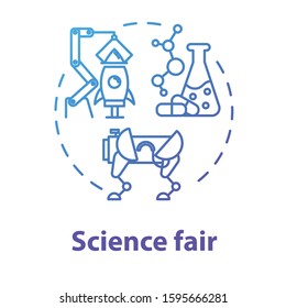 Science Fair Concept Icon. Technology Development. Chemistry School Project. Robotics Building. University And College Competition Idea Thin Line Illustration. Vector Isolated Outline Drawing